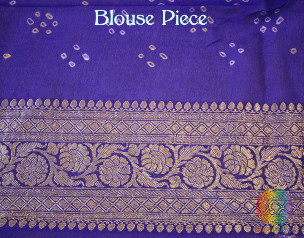 Royal Blue Pure Banarasi Handloom Georgette Bandhani Saree | Elegantt Drapes