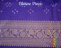 Royal Blue Pure Banarasi Handloom Georgette Bandhani Saree | Elegantt Drapes