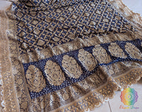 Blue Banarasi Georgette Bandhani Border Dupatta – Bandhani Saree Online India | Elegantt Drapes
