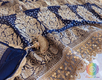 Blue Banarasi Georgette Bandhani Border Dupatta – Bandhani Saree Online India | Elegantt Drapes