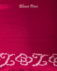 Matching blouse piece of the Blush Pink Pure Gajji Silk Bandhani Saree