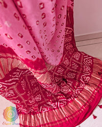 Gharchola pallu detail of the Blush Pink Pure Gajji Silk Bandhani Saree