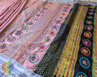 Blush Pink checked Ilkal cotton saree showcasing approximately 1-meter heavily embroidered Lambani palla