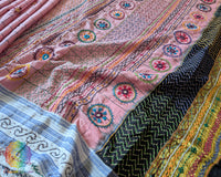 Detailed view of handcrafted Lambani hand embroidery showcasing traditional artisan craftsmanship