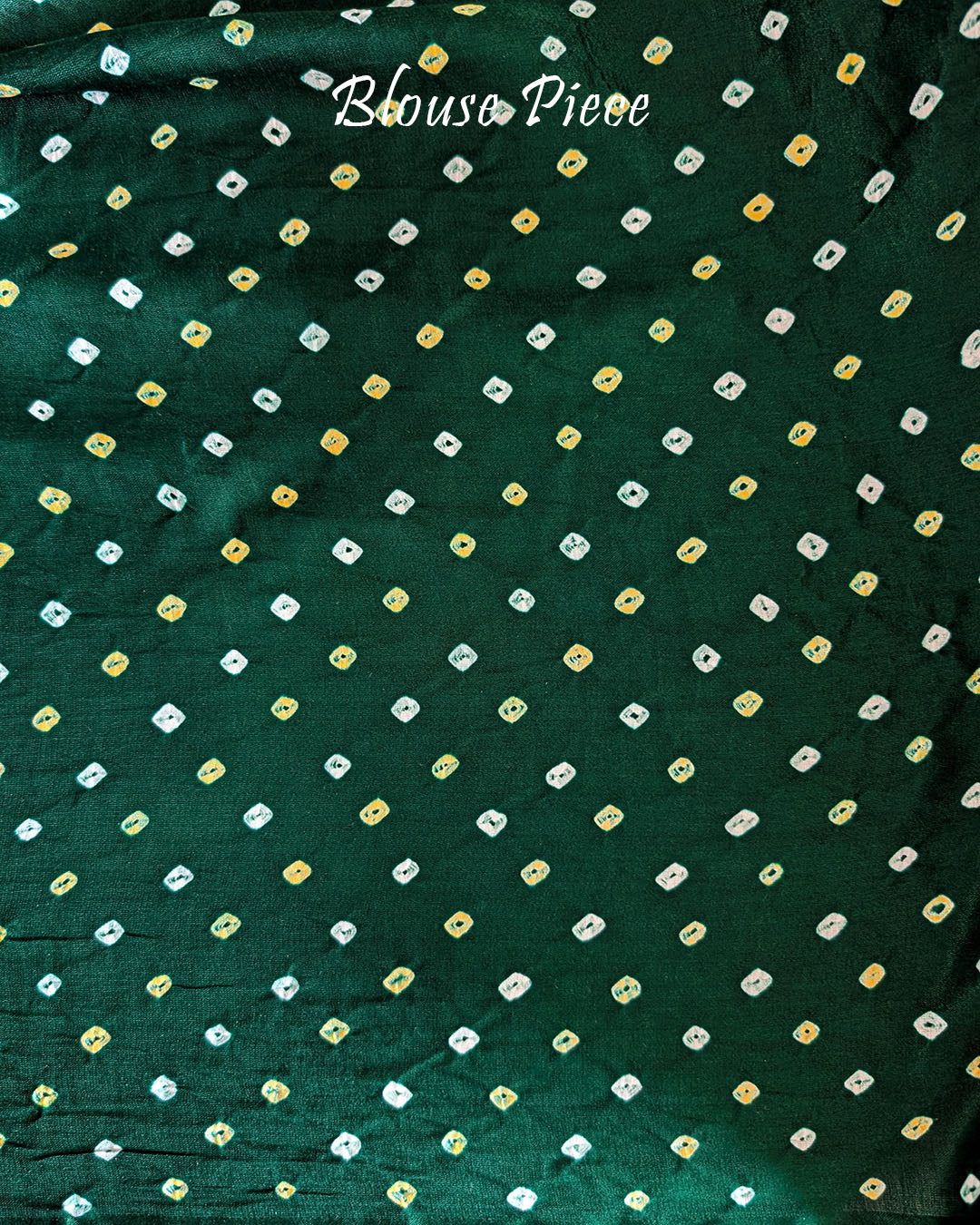 Blouse piece of Bottle Green Pure Gajji Silk Bandhani Saree