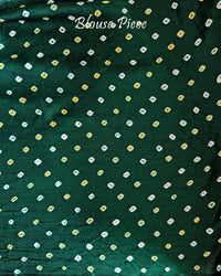 Blouse piece of Bottle Green Pure Gajji Silk Bandhani Saree