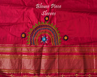 Blouse sleeve detail with Lambani embroidery on matching silk fabric