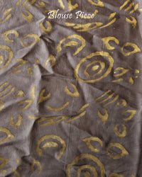 Blouse piece of the Brick Red Nashpal Pomegranate Ajrakh Modal Tussar Saree, showing the coordinating brick red colour and traditional Ajrakh print details.
