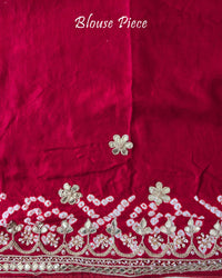 Blouse piece paired with the Bridal Red Gaji Silk Gharchola Saree, highlighting the coordinating bridal red colour and matching traditional embellishments.