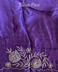 Purple silk saree blouse piece