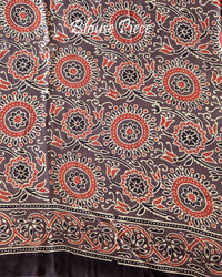 Brown modal silk Ajrakh saree blouse piece