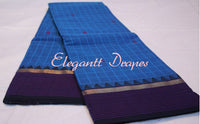Blue Chettinad Handloom Cotton Saree | Elegantt Drapes