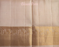 Cream Kanjivaram silk saree blouse piece with matching weave