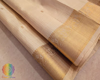 Cream handloom Kanjivaram silk saree folded view