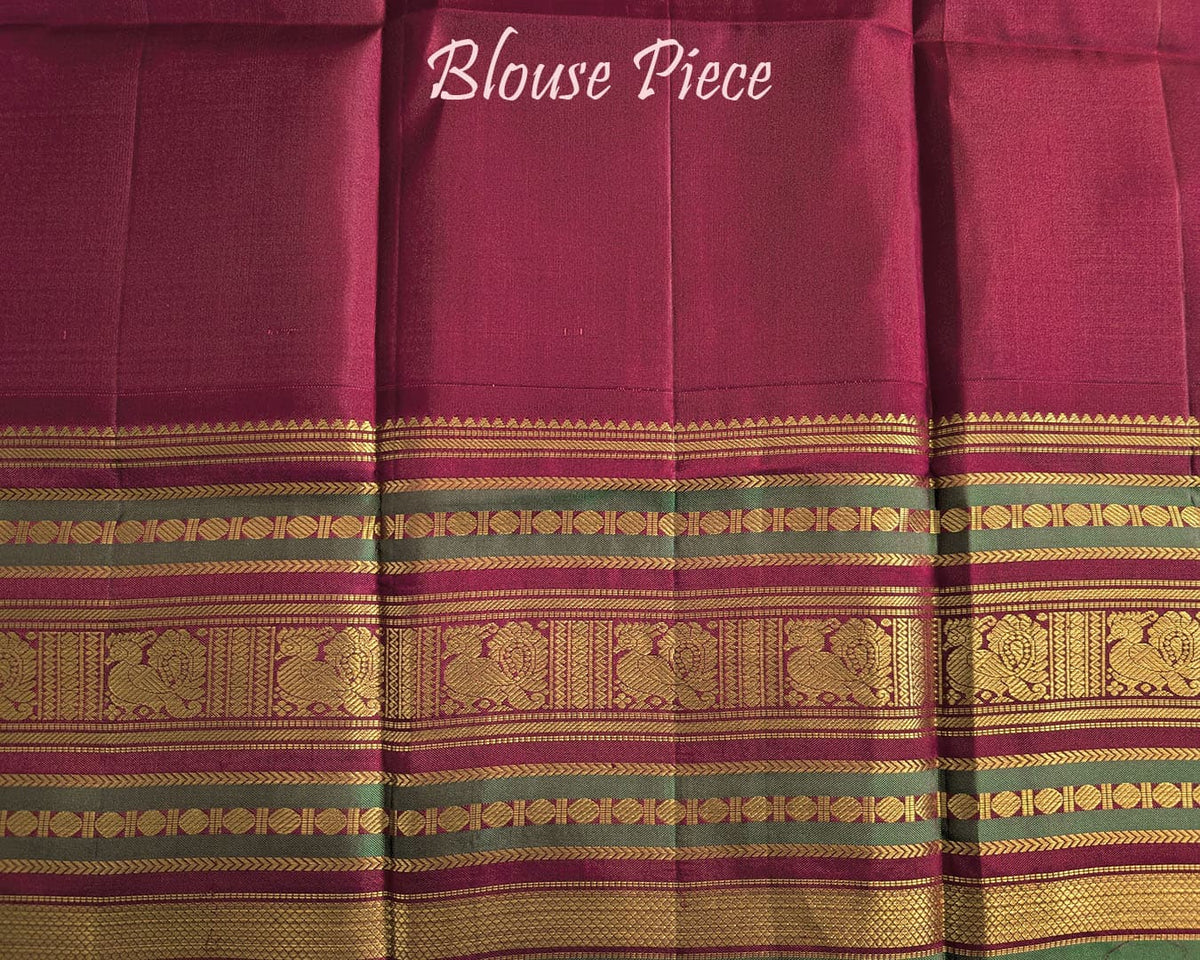 Off white Kanjivaram silk saree blouse piece with matching zari work