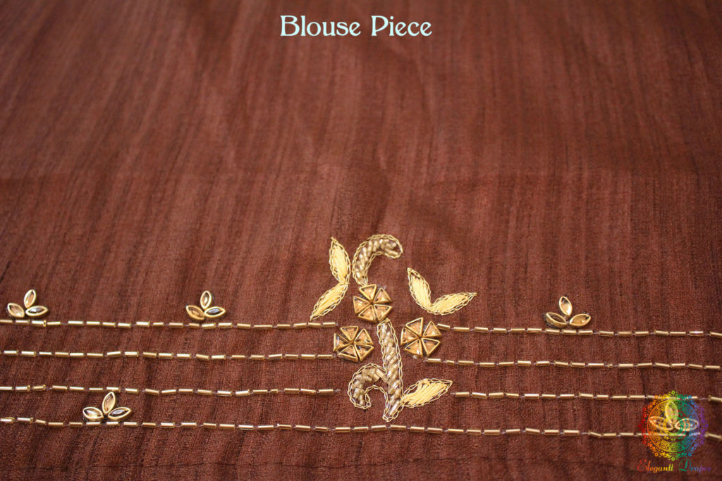 Light Yellow Color Spun Silk Kundan Handwork Saree – Handloom Saree Online India | Elegantt Drapes