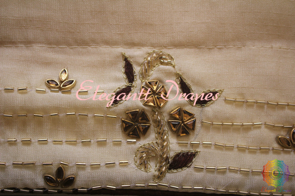 Light Yellow Color Spun Silk Kundan Handwork Saree – Handloom Saree Online India | Elegantt Drapes