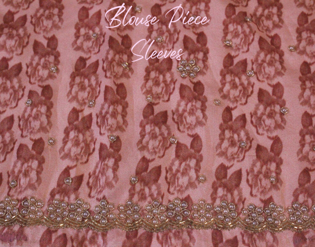 Blush Pink Floral Printed Pure Organza Handwork Saree – Handloom Saree Online India | Elegantt Drapes