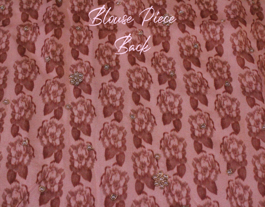 Blush Pink Floral Printed Pure Organza Handwork Saree – Handloom Saree Online India | Elegantt Drapes