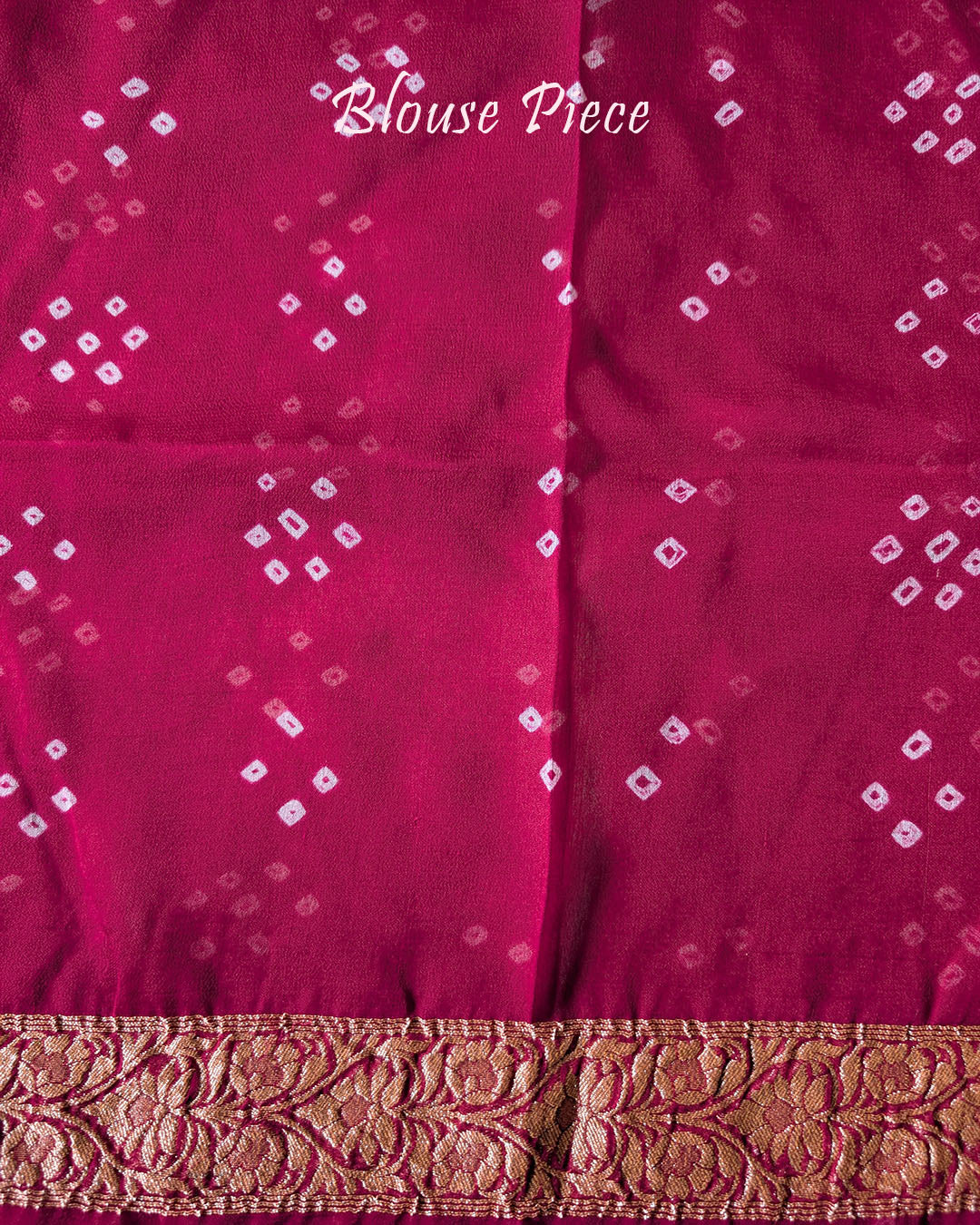 Matching blouse piece with coordinated Banarasi weaving and Bandhani design