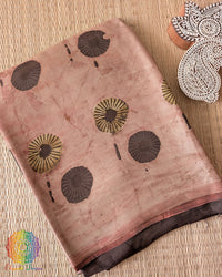 Blush Pink Nashpal Pomegranate Modal Tussar Saree folded view
