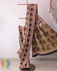 Open pallu view of Blush Pink Nashpal Pomegranate Modal Tussar Saree