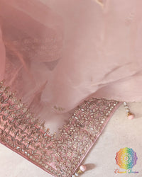 Blush Pink Tissue Organza Gota Patti Saree