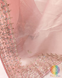 Blush Pink Tissue Organza Gota Patti Saree