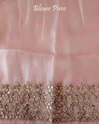 Blush Pink Tissue Organza Gota Patti Saree