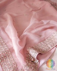 Blush Pink Tissue Organza Gota Patti Saree