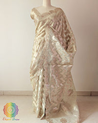 Green Banarasi Tissue Silk Gota Patti Handwork Saree