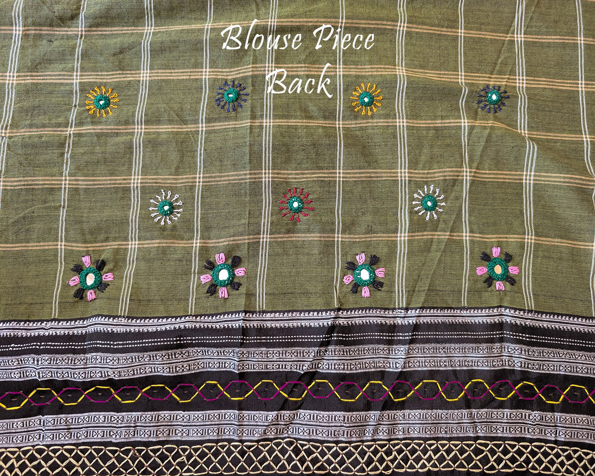 Matching blouse back featuring intricate Lambani hand embroidery
