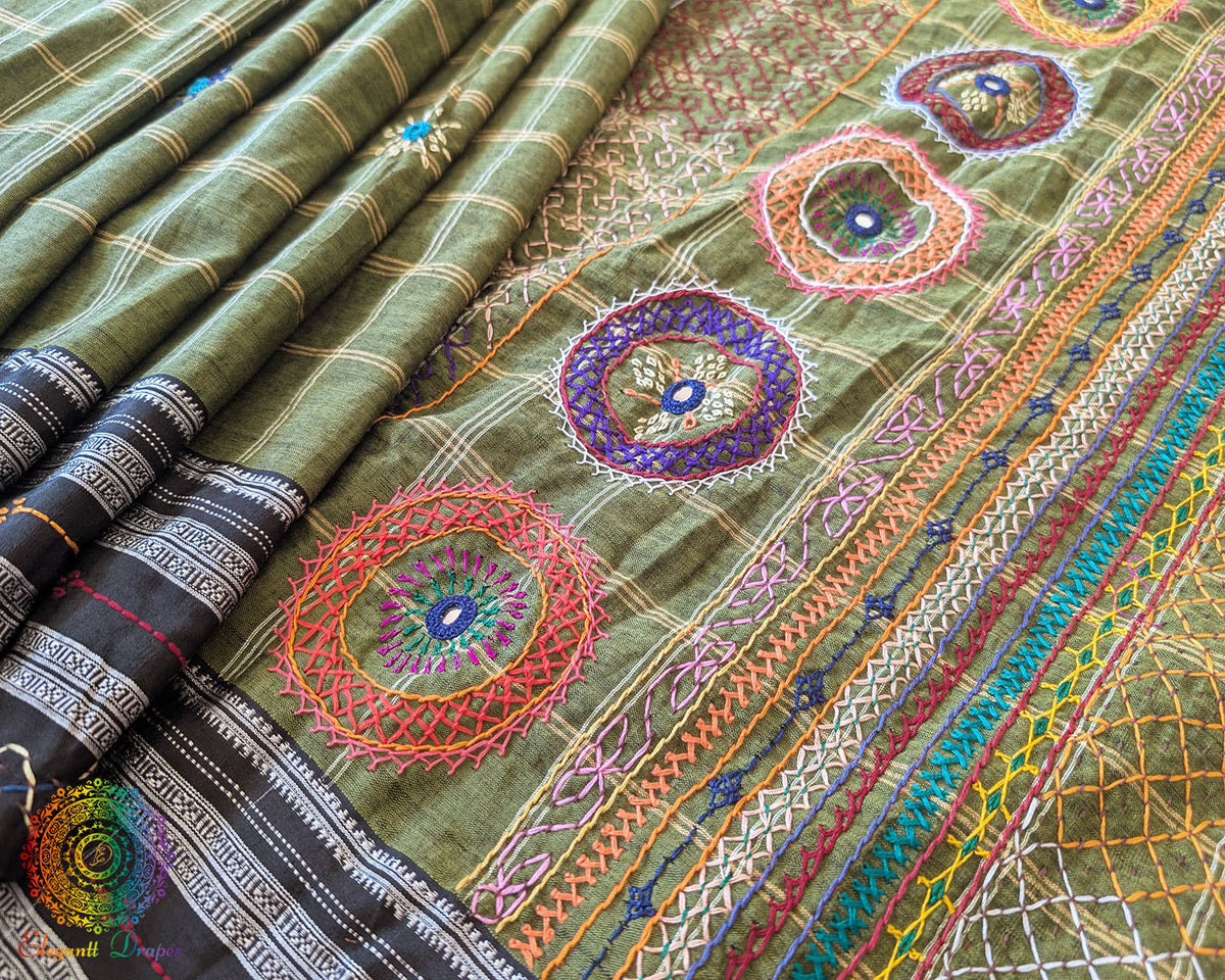 Detailed view of handcrafted Lambani embroidery showcasing traditional artisan craftsmanship