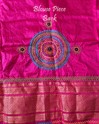 Back View of Blouse for Green Checks Pure Ilkal Silk Lambani Saree