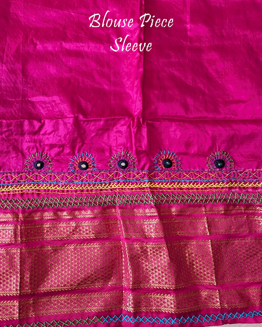 Sleeve Detail of Blouse for Green Checks Pure Ilkal Silk Lambani Saree