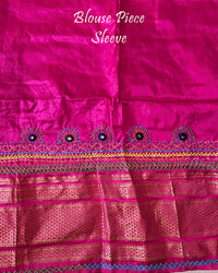 Sleeve Detail of Blouse for Green Checks Pure Ilkal Silk Lambani Saree