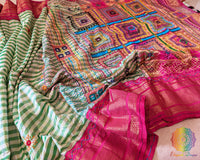 Green Ilkal Silk Saree with Multicolour Lambani Hand Embroidery