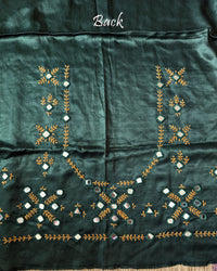 Back View of Green Mashru Silk Kutch Mirror Handwork Blouse Piece