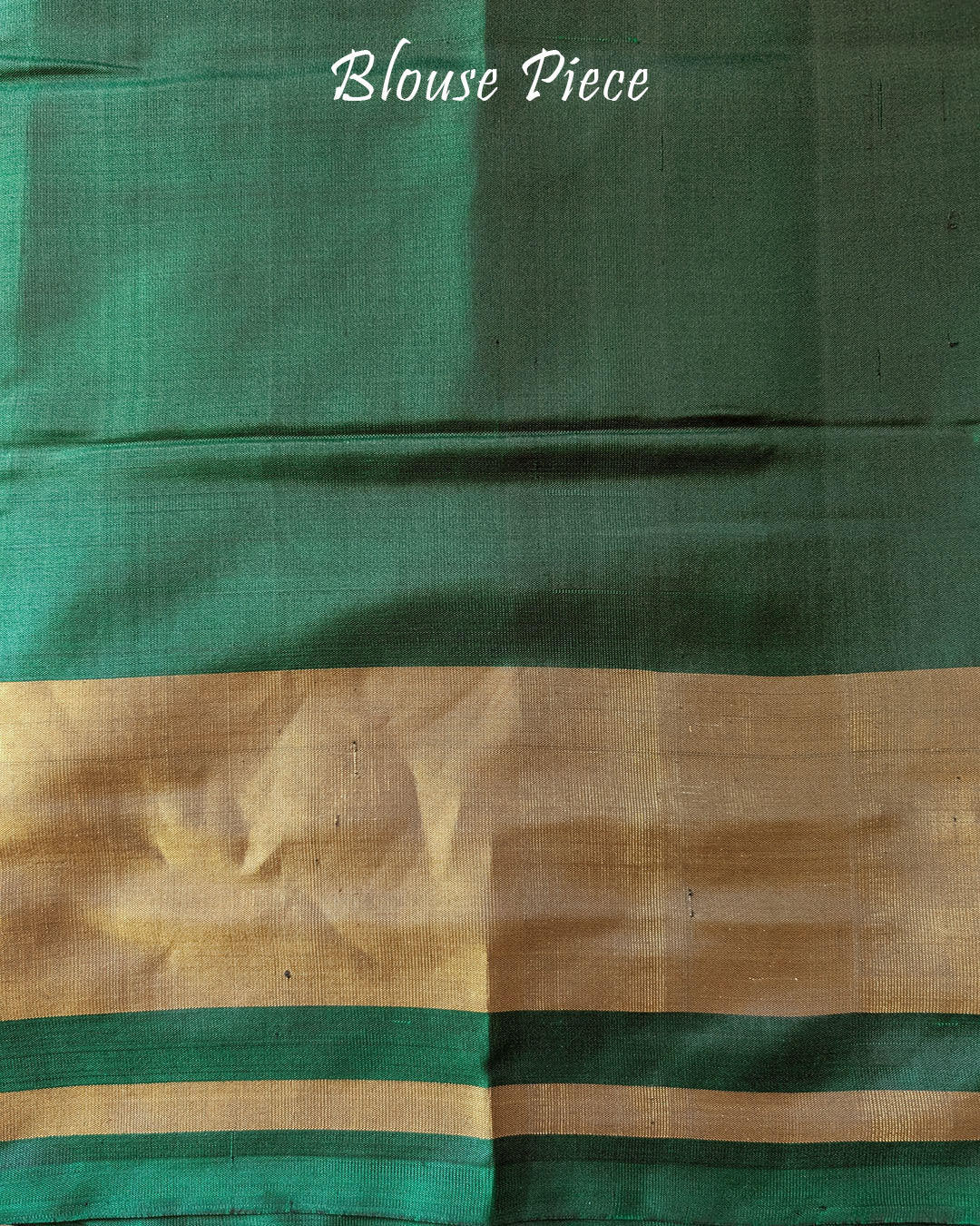 Green Handwoven Mulberry Silk Rajkot Patola Saree – Matching Blouse Piece View showcasing the accompanying blouse fabric coordinated with the saree's green colour and traditional Patola design.