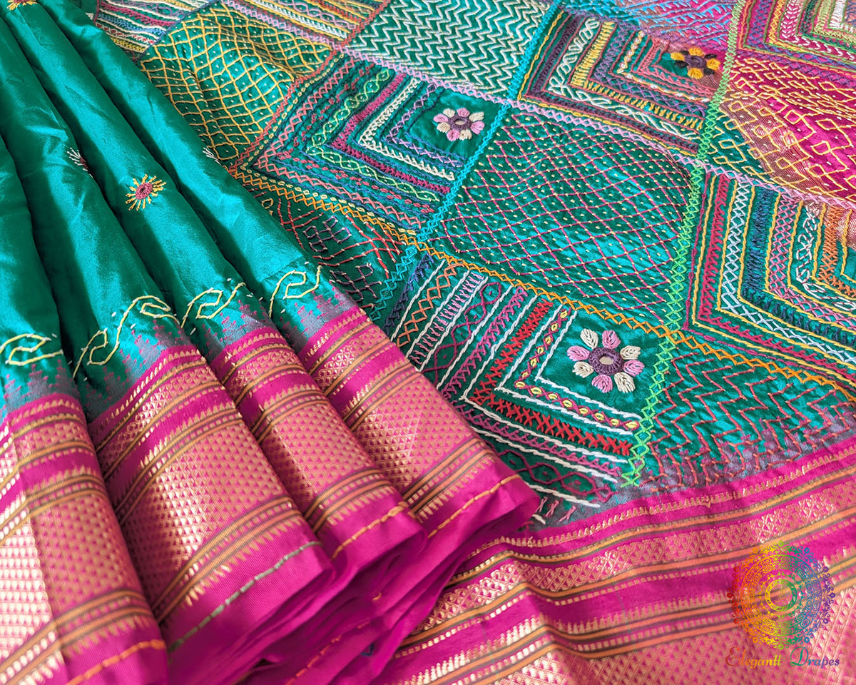 Ilkal silk fabric close up showing texture and handcrafted detailing