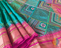 Ilkal silk fabric close up showing texture and handcrafted detailing