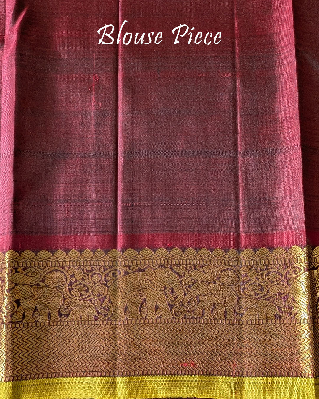 Matching blouse piece in green Kanjivaram silk with woven zari detailing