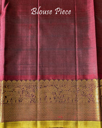 Matching blouse piece in green Kanjivaram silk with woven zari detailing