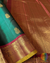 Green Kanjivaram Silk Saree with Red Palla