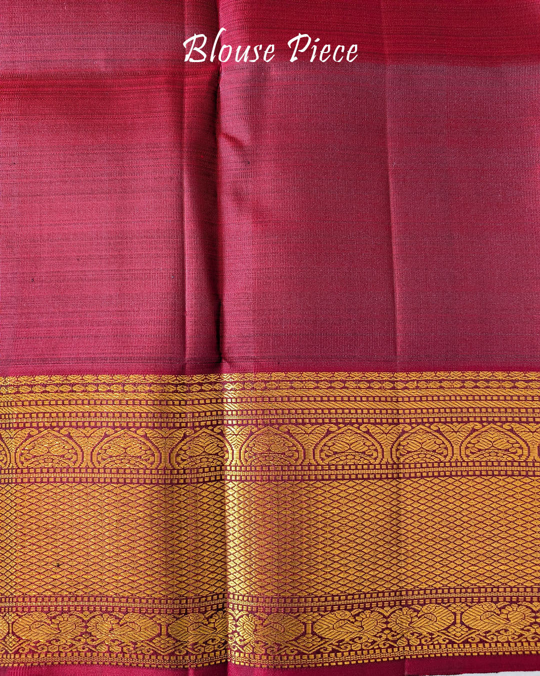 Blouse piece paired with the Green Pure Kanjivaram Handloom Silk Saree, showcasing the coordinating green fabric for a traditional ethnic ensemble.