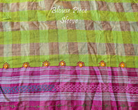 Matching blouse sleeve with handcrafted Lambani embroidery showcasing traditional artisan detailing