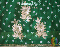 Green Pure Crepe Rai Bandhej Gota Patti Saree
