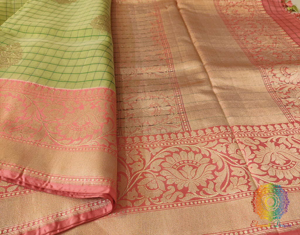 Green Banarasi Handloom Kora Silk Saree – Handloom Saree Online India | Elegantt Drapes
