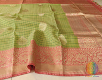 Green Banarasi Handloom Kora Silk Saree – Handloom Saree Online India | Elegantt Drapes