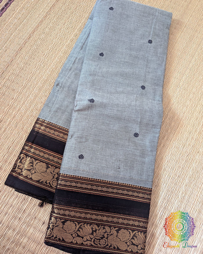 Traditional kanchi cotton saree in grey
